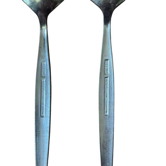 Fluer National Silver Co. Nasco Stainless Steel Table Serving Spoons (2) Japan - Picture 2 of 6